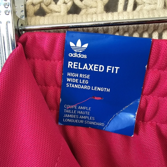 NWT Adidas Wide Leg Wrap Around Track Pants in Barbie Pink - Picture 2 of 8